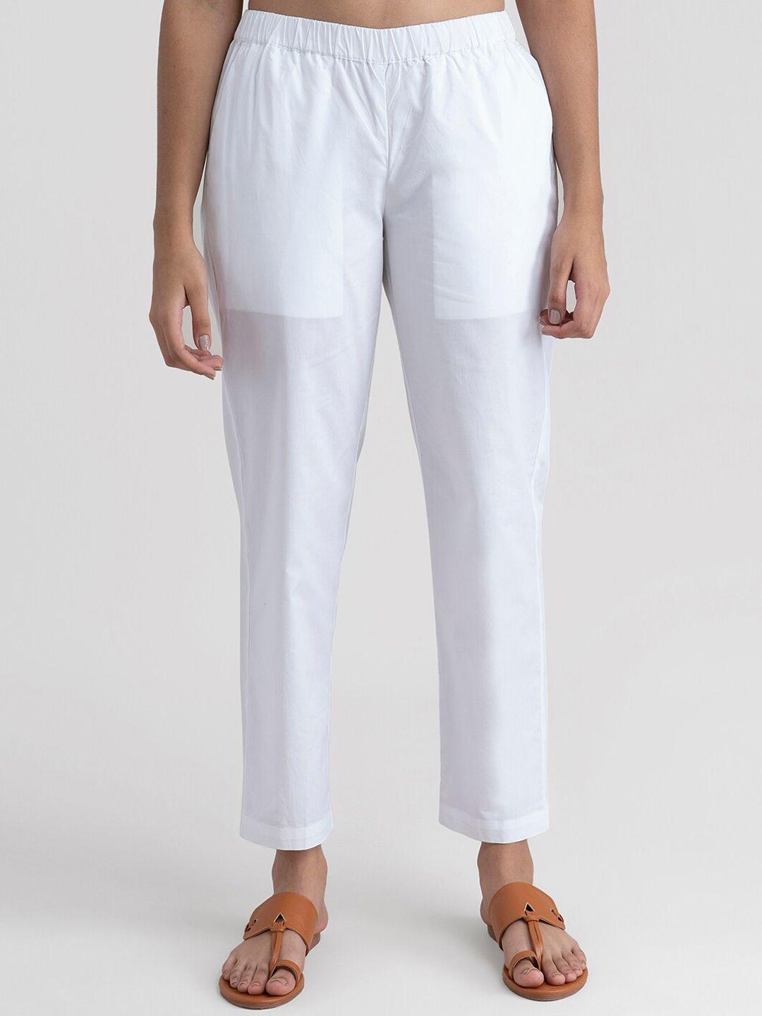 marigold by fablestreet women white tapered fit trousers