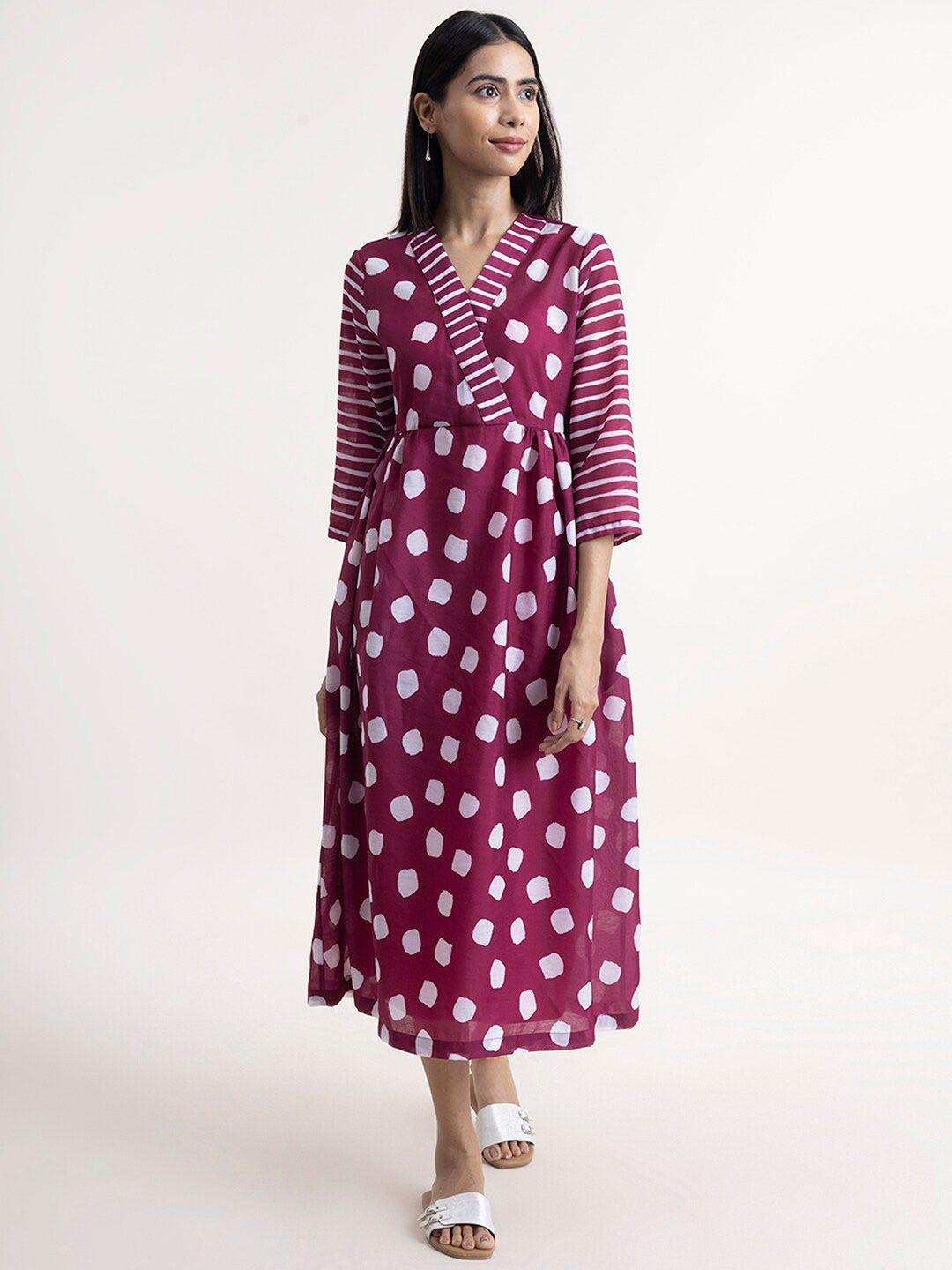 marigold by fablestreet burgundy printed midi dress