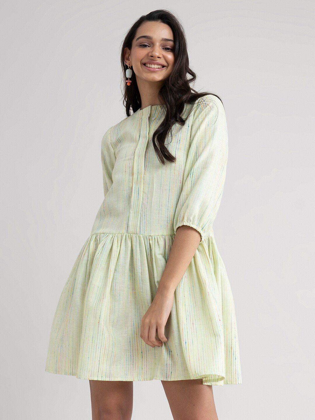 marigold by fablestreet lime green & reed striped dress