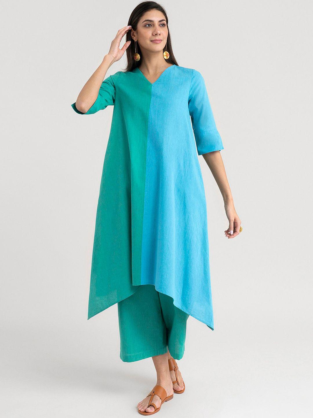 marigold by fablestreet women green khadi kurta