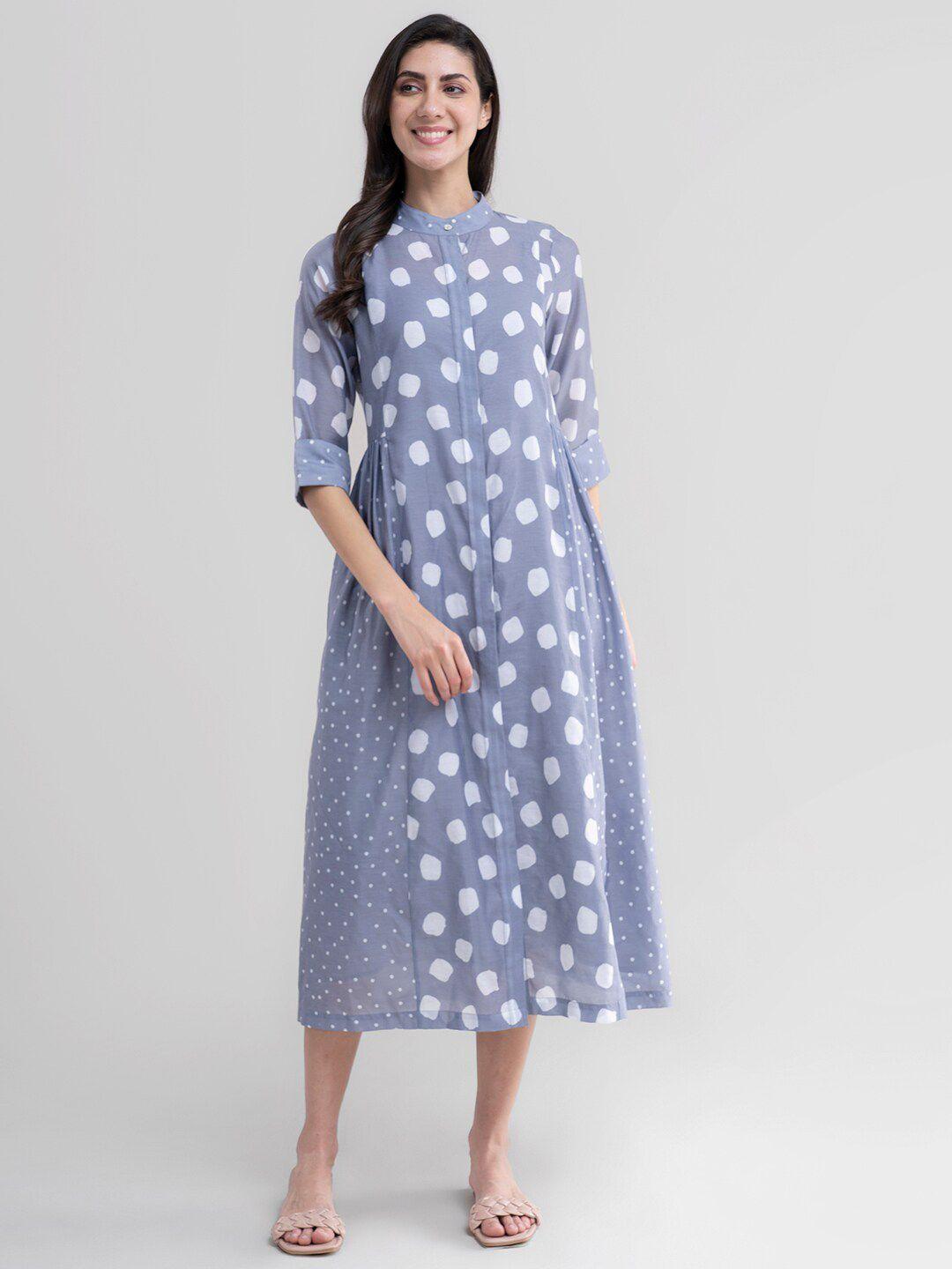 marigold by fablestreet women grey polka dot printed shirt dress