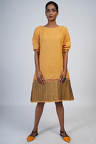 marigold embroidered a-line dress