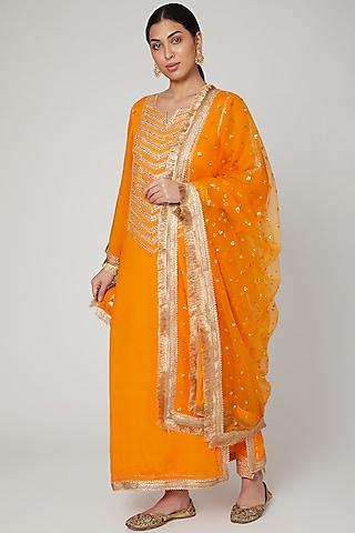 marigold embroidered kurta set