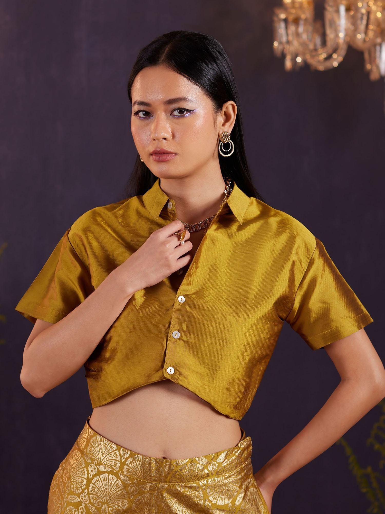 marigold gold solid crop shirt ggtop14