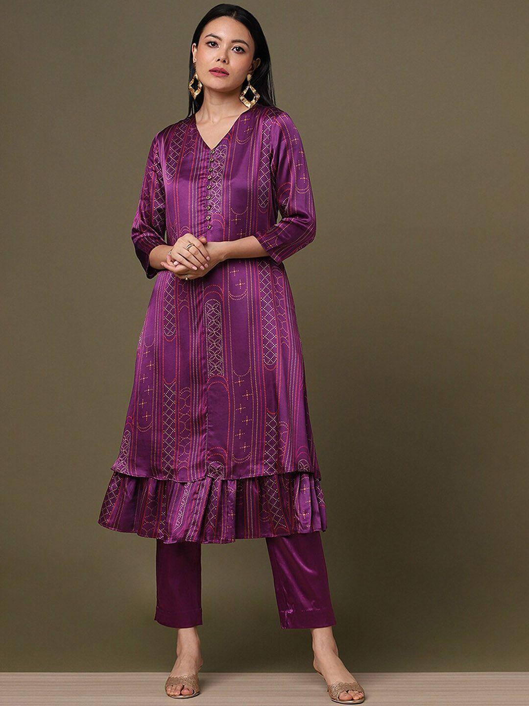 marigold lane bandhani printed layered kurta with trousers