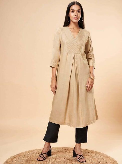 marigold lane beige a line kurta