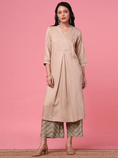 marigold lane beige a line kurta