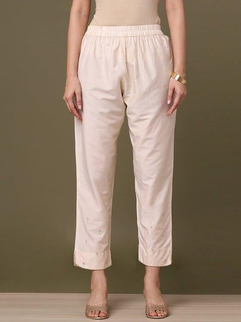 marigold lane beige embroidered pants