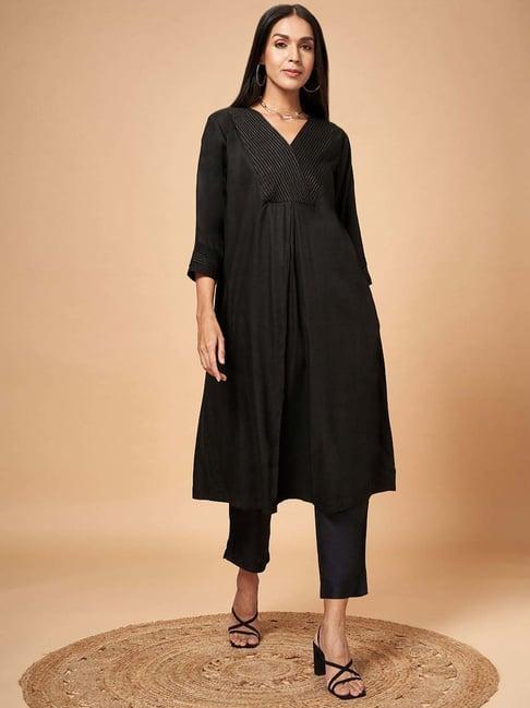 marigold lane black a line kurta