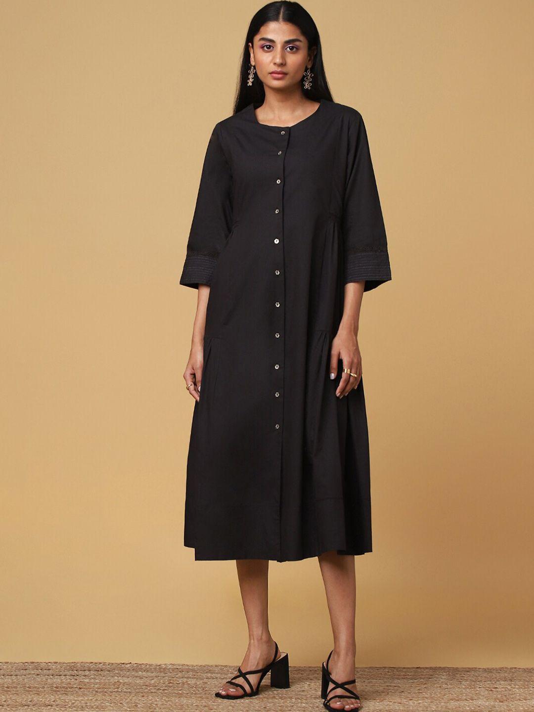 marigold lane black a-line midi dress