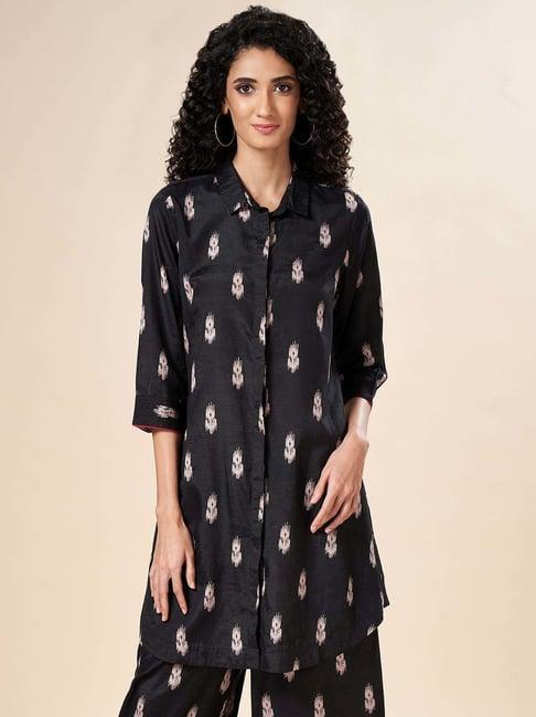 marigold lane black printed a line kurti