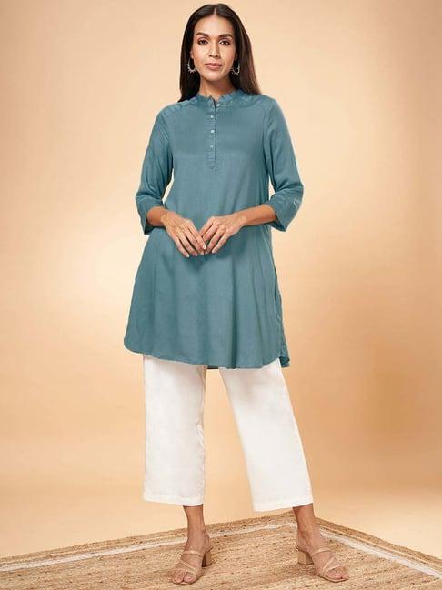 marigold lane blue self pattern tunic