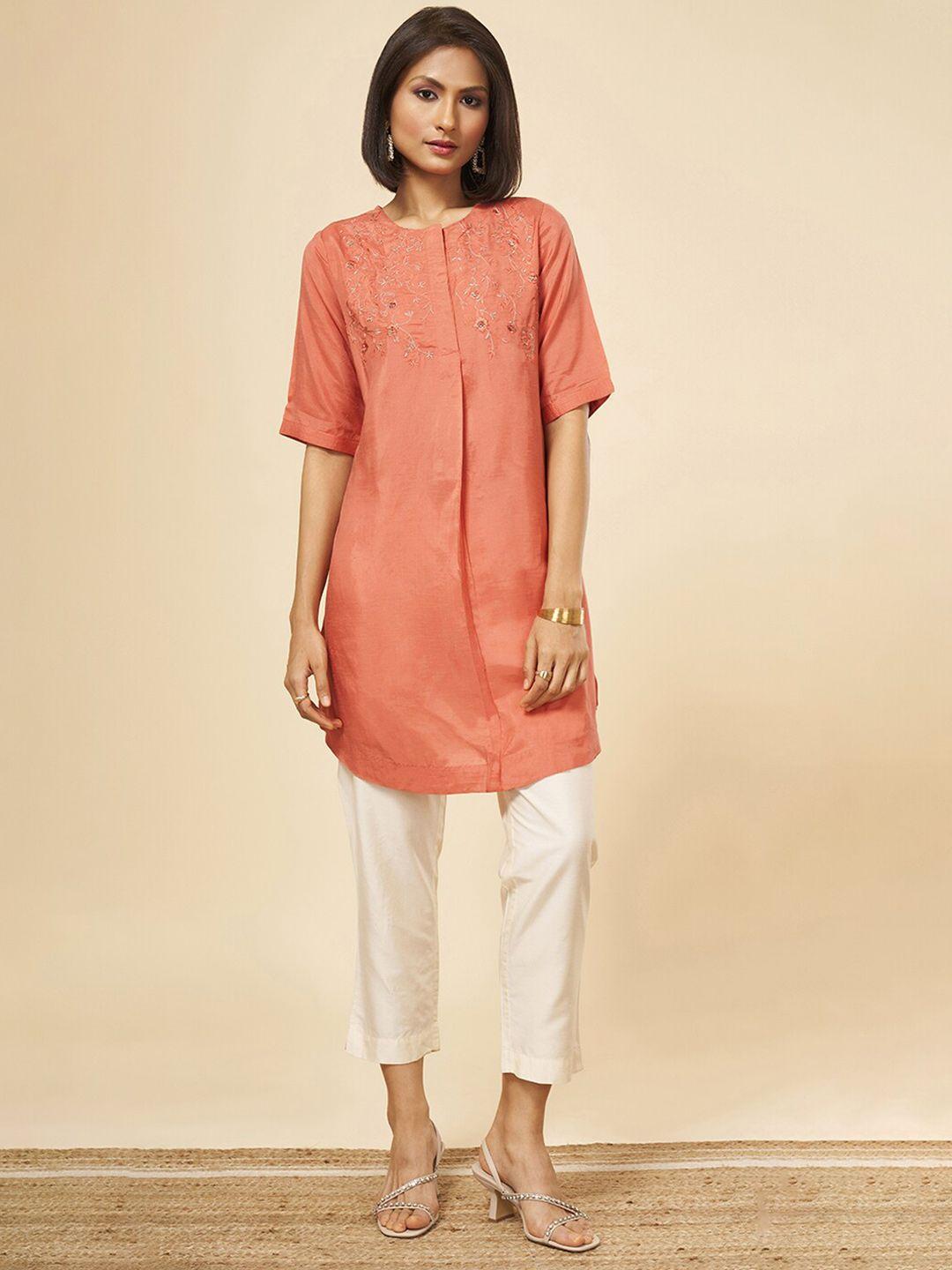 marigold lane floral embroidered cotton ethnic tunic