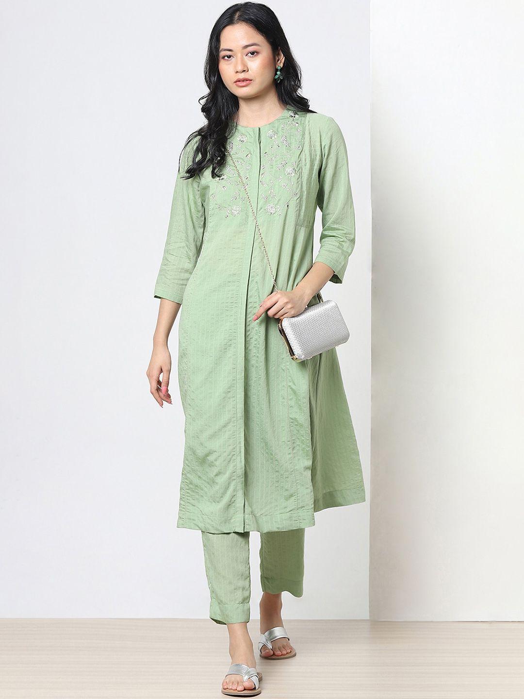 marigold lane floral embroidered straight kurta with trousers