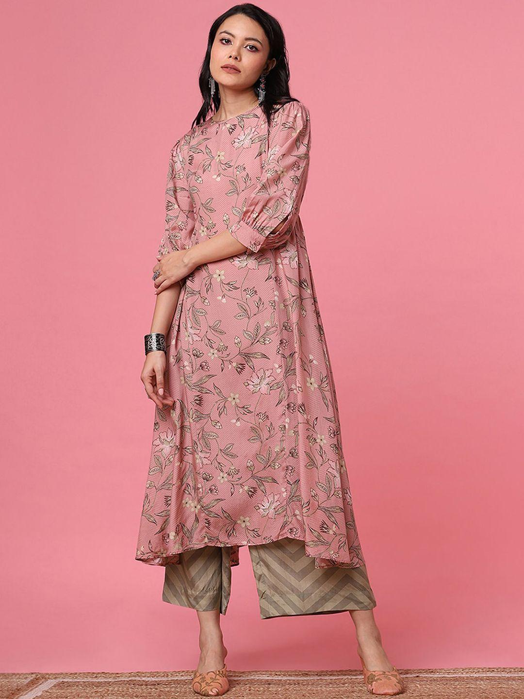 marigold lane floral printed a-line kurta