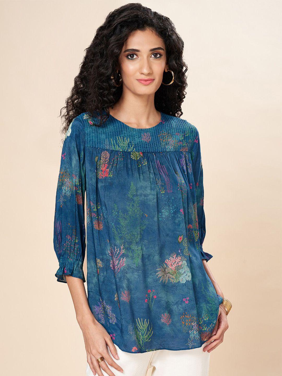 marigold lane floral printed bell sleeves top