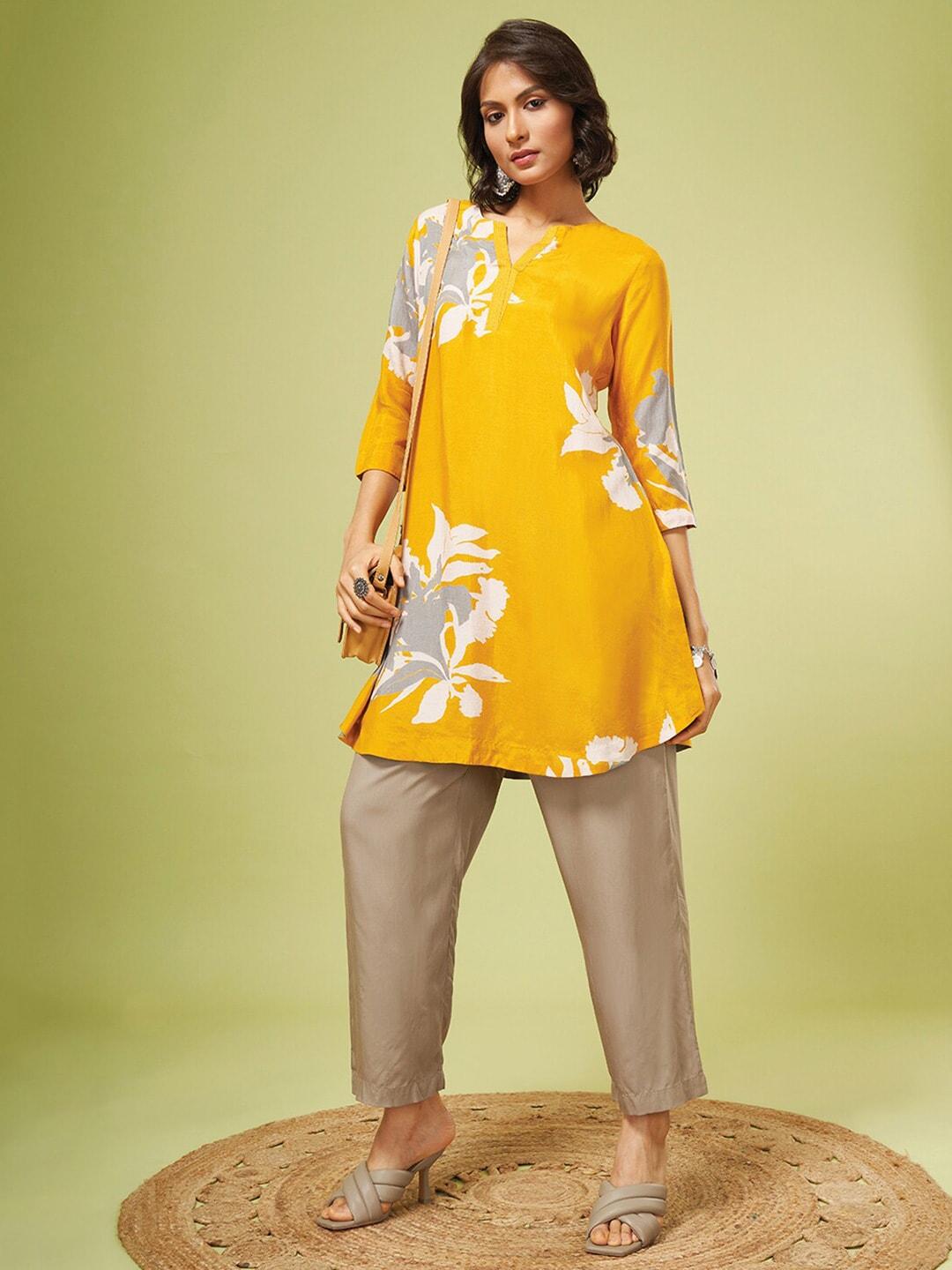 marigold lane floral printed cotton tunic