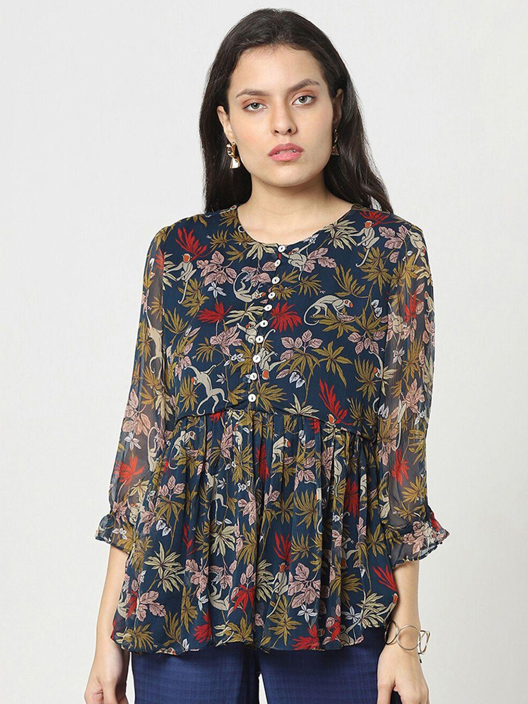 marigold lane floral printed empire top