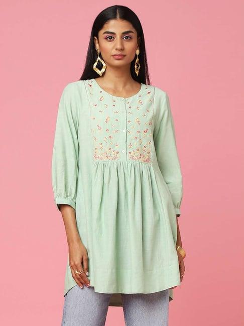 marigold lane green embroidered tunic