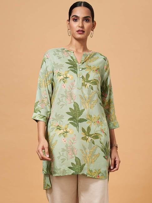 marigold lane green floral print tunic