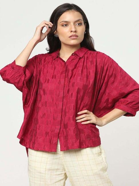 marigold lane magenta self pattern top