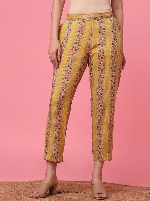 marigold lane mustard printed pants