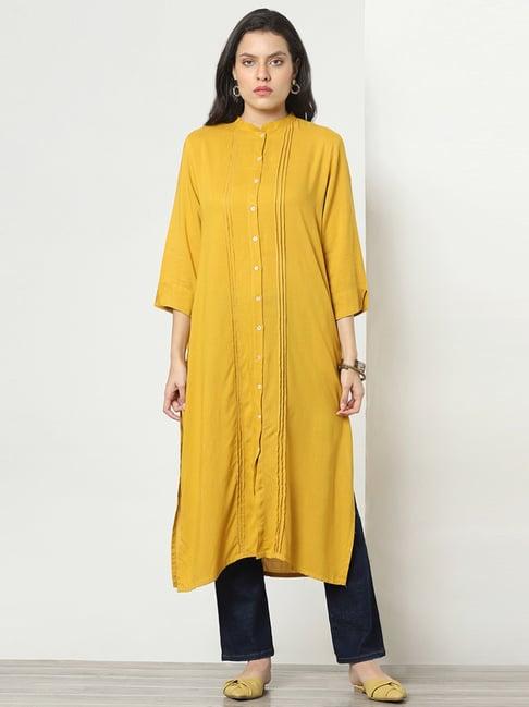 marigold lane mustard straight kurta