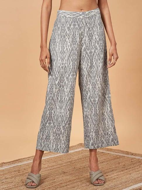 marigold lane white & grey printed palazzos