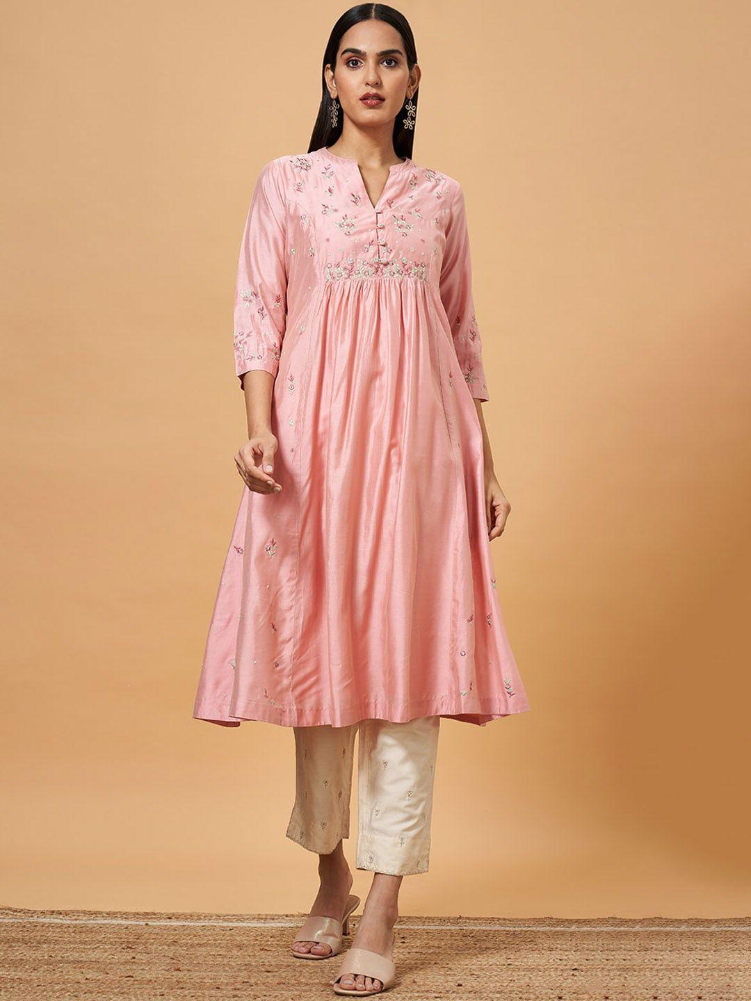 marigold lane women ethnic motifs striped flared sleeves gotta patti kurta