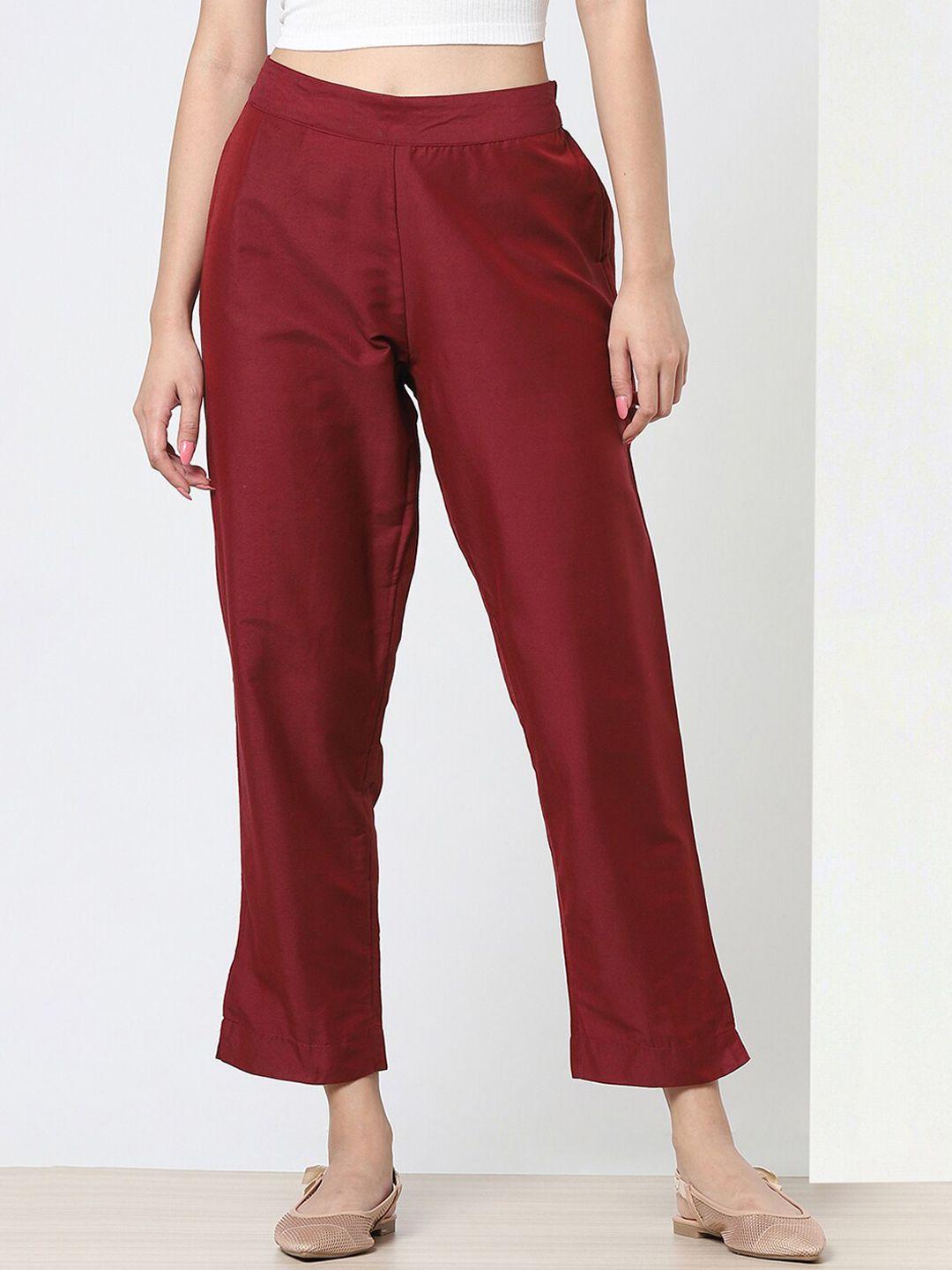 marigold lane women mid-rise slim fit cropped trousers