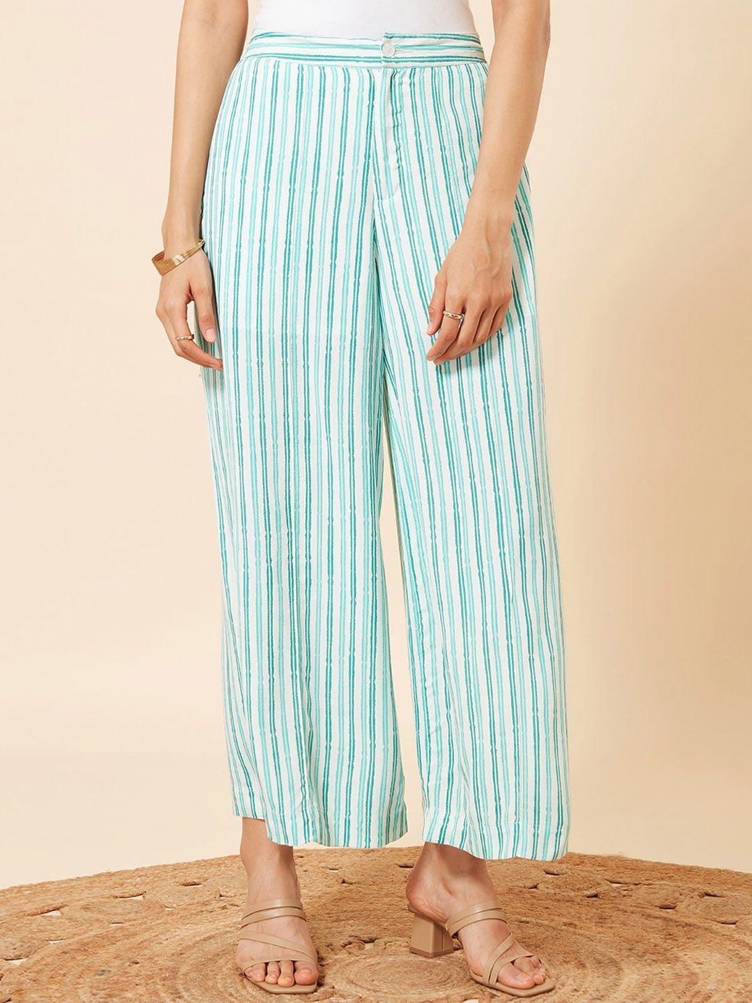 marigold lane women mid-rise striped straight fit parallel trousers