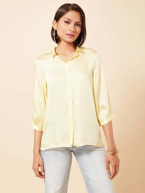 marigold lane yellow comfort fit shirt