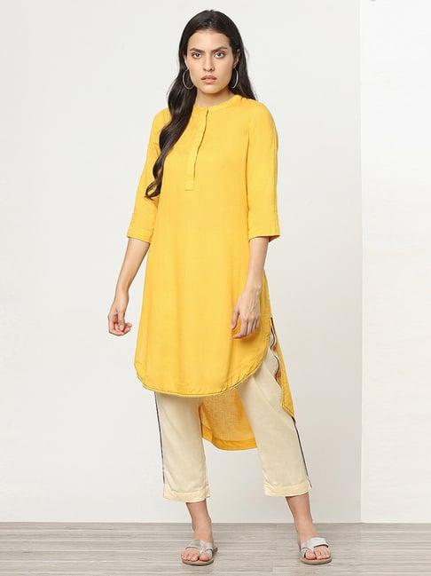 marigold lane yellow mandarin collar tunic