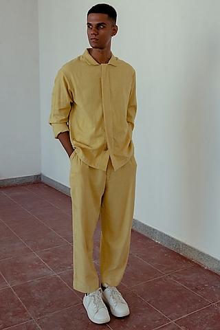 marigold yellow hand-dyed pleated trousers