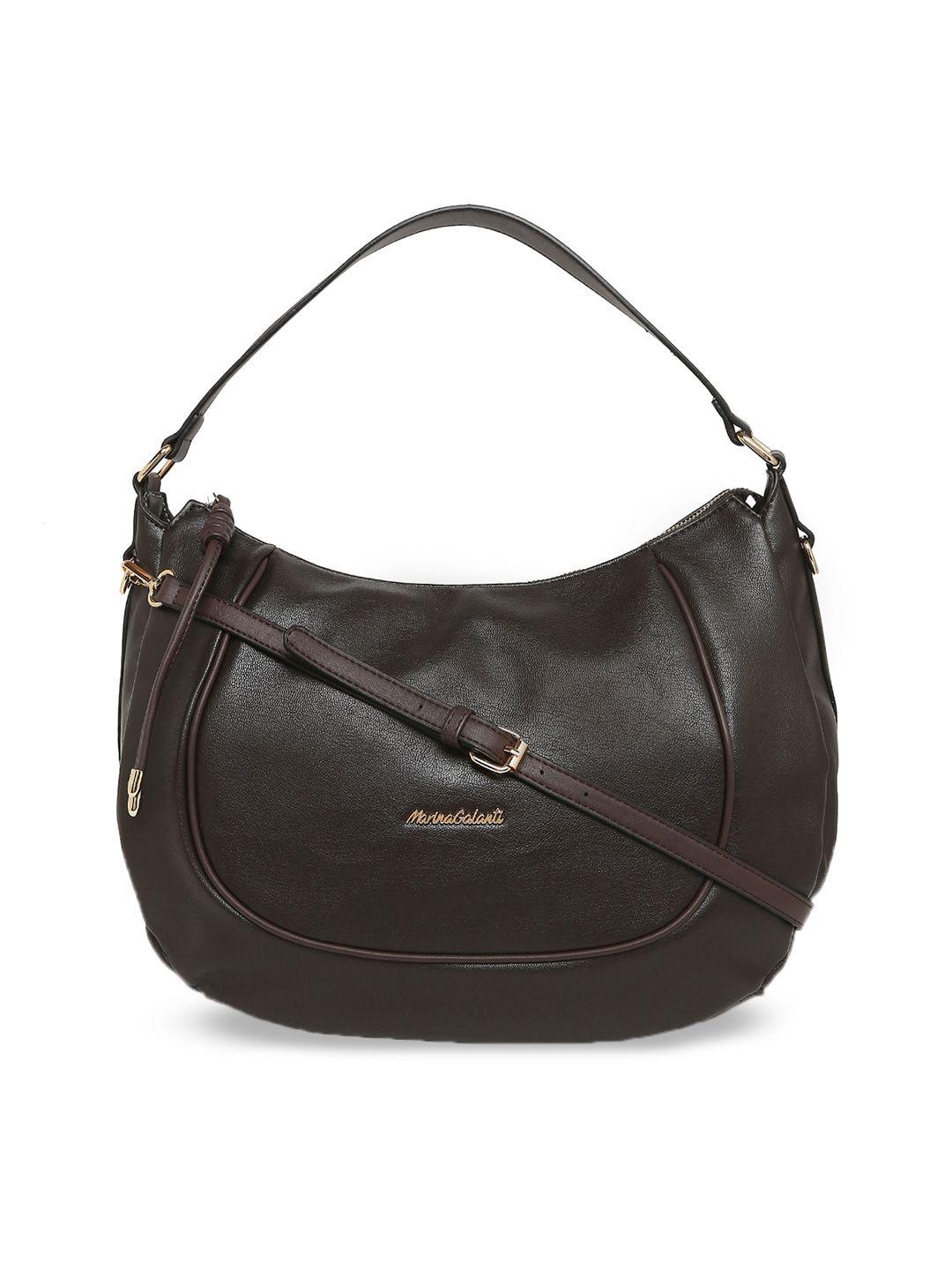 marina galanti brown pu bowling hobo bag