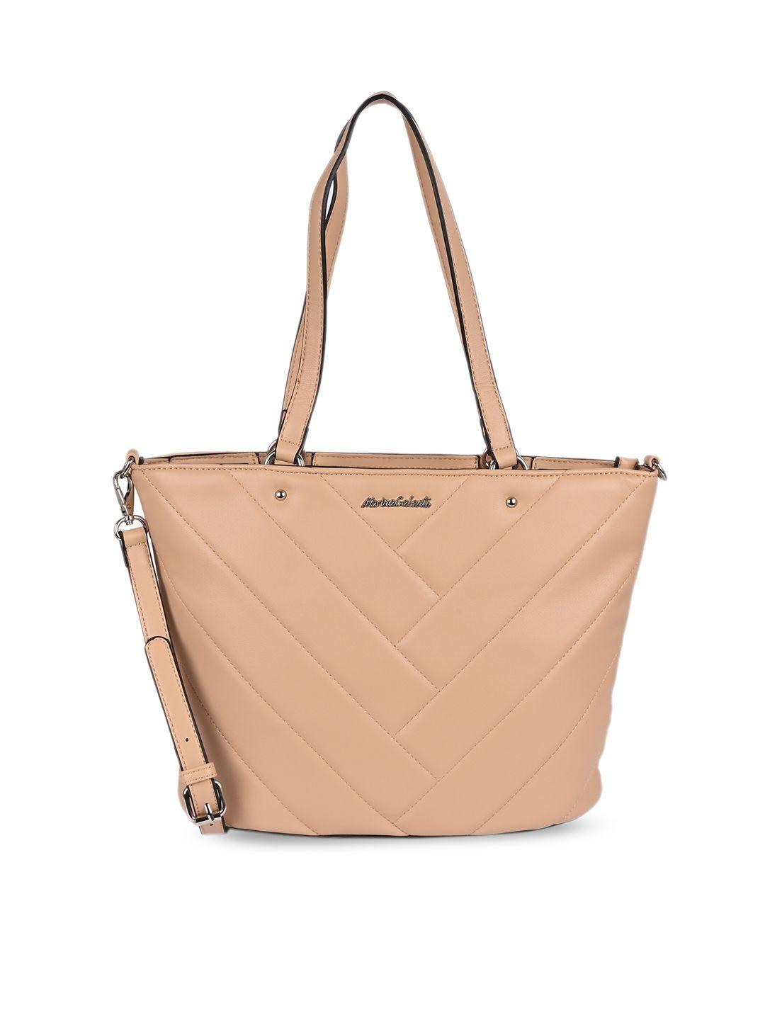 marina galanti cream-coloured textured structured shoulder bag with quilted