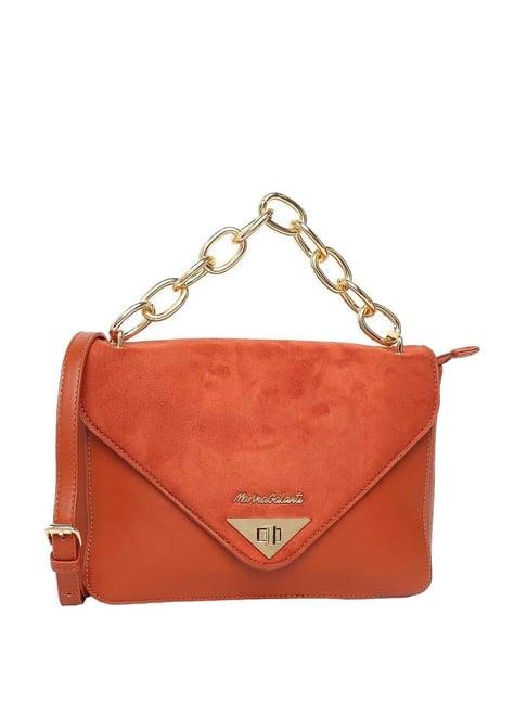 marina galanti orange solid medium satchel handbag