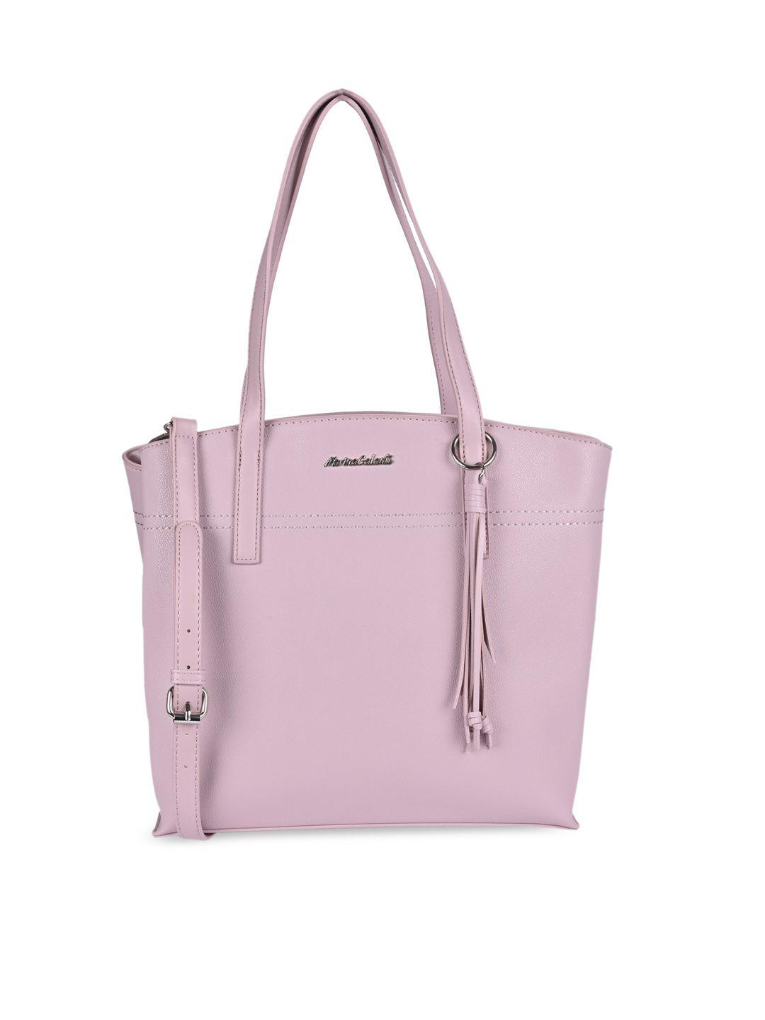 marina galanti pink structured shoulder bag with tasselled