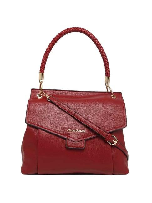 marina galanti red solid medium satchel handbag