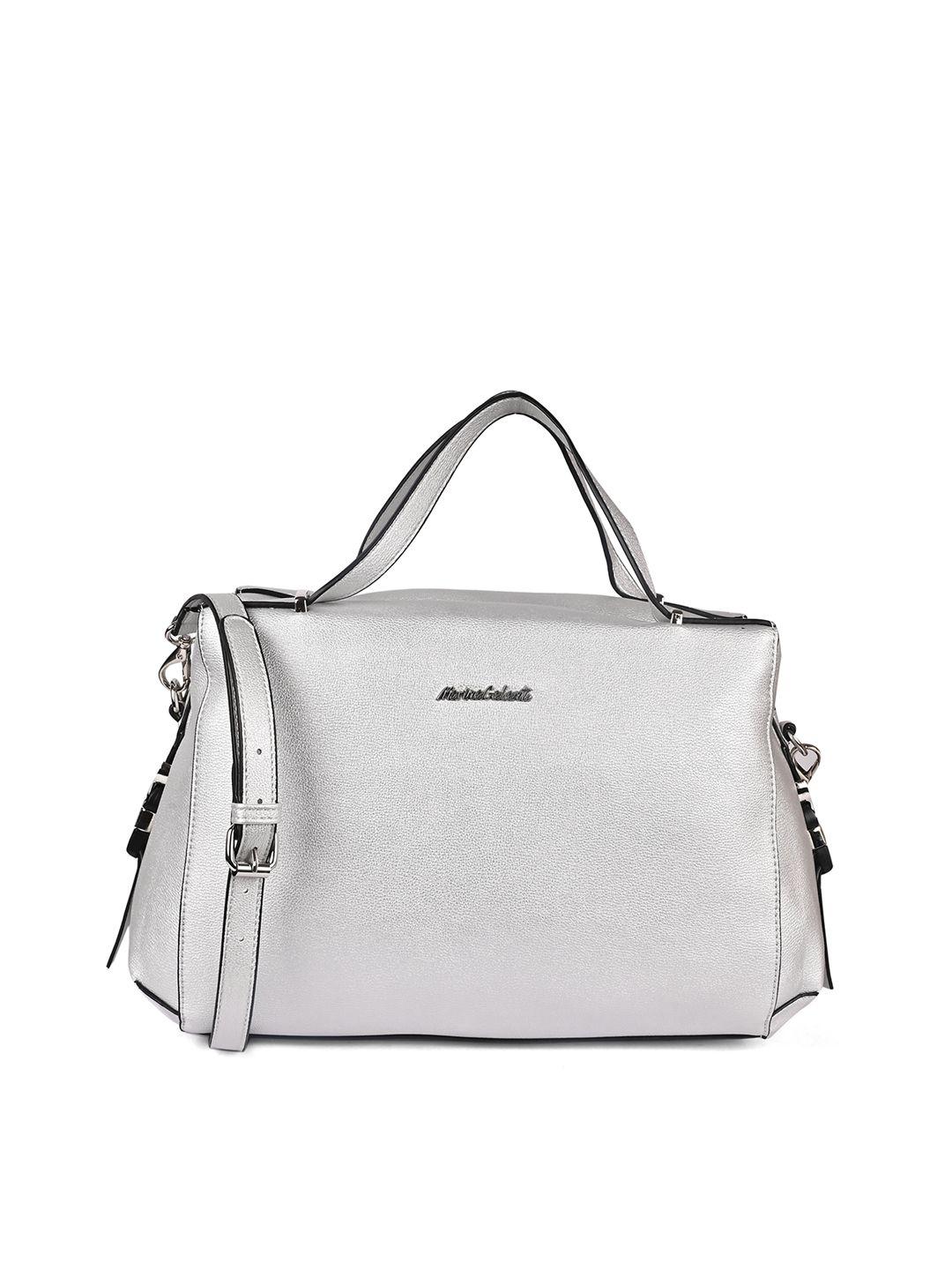 marina galanti silver-toned pu structured handheld bag