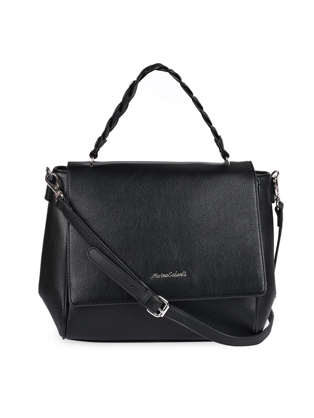 marina galanti women black pu structured handheld bag