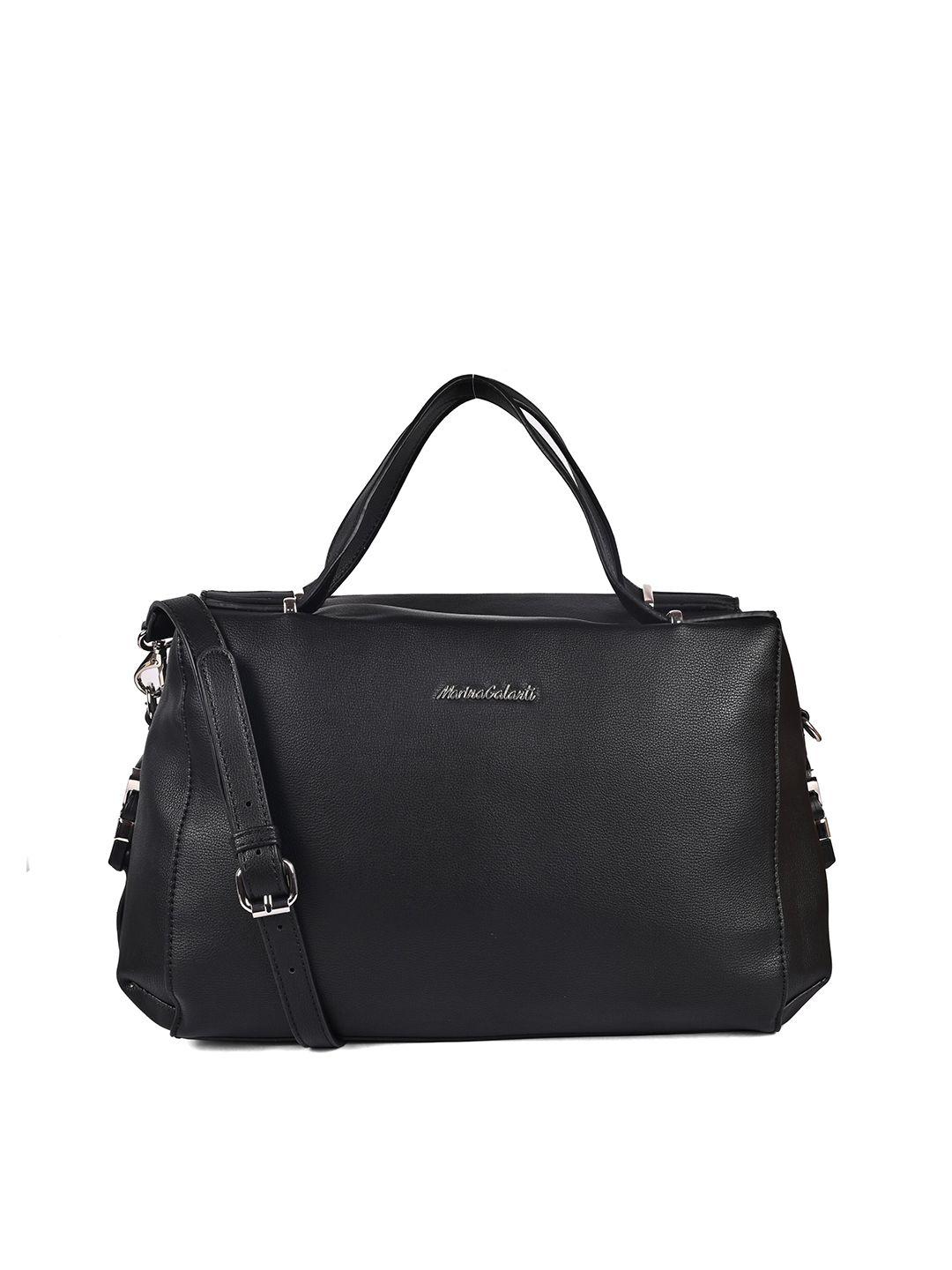 marina galanti women black pu structured handheld bag