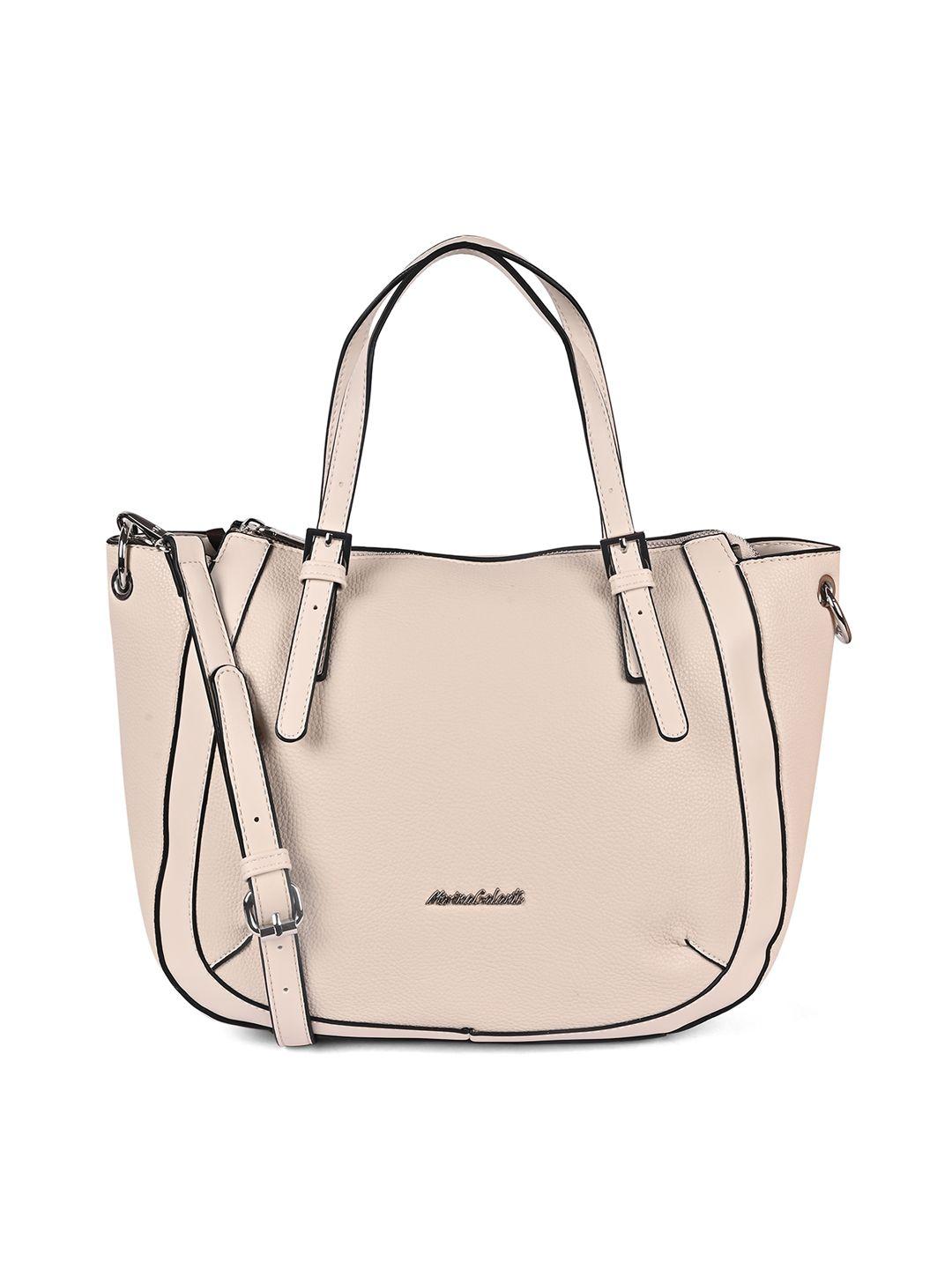 marina galanti women cream-coloured pu structured handheld bag