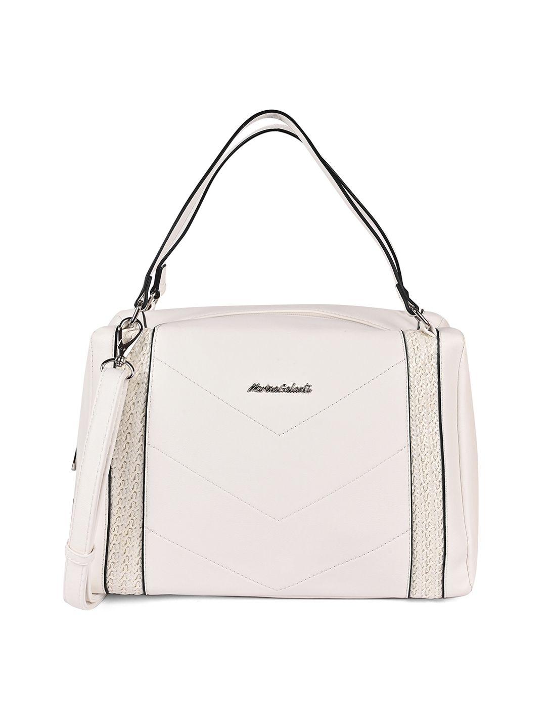 marina galanti women white pu oversized structured handheld bag