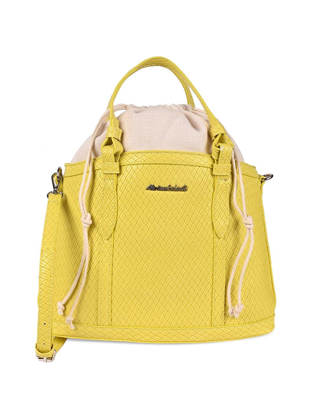 marina galanti yellow pu structured handheld bag