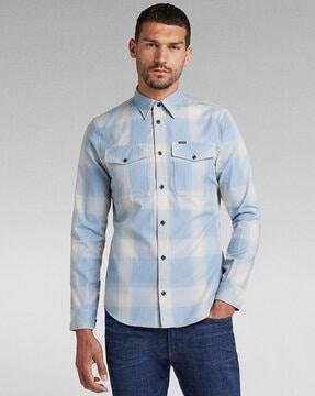 marine checked slim fit shirt