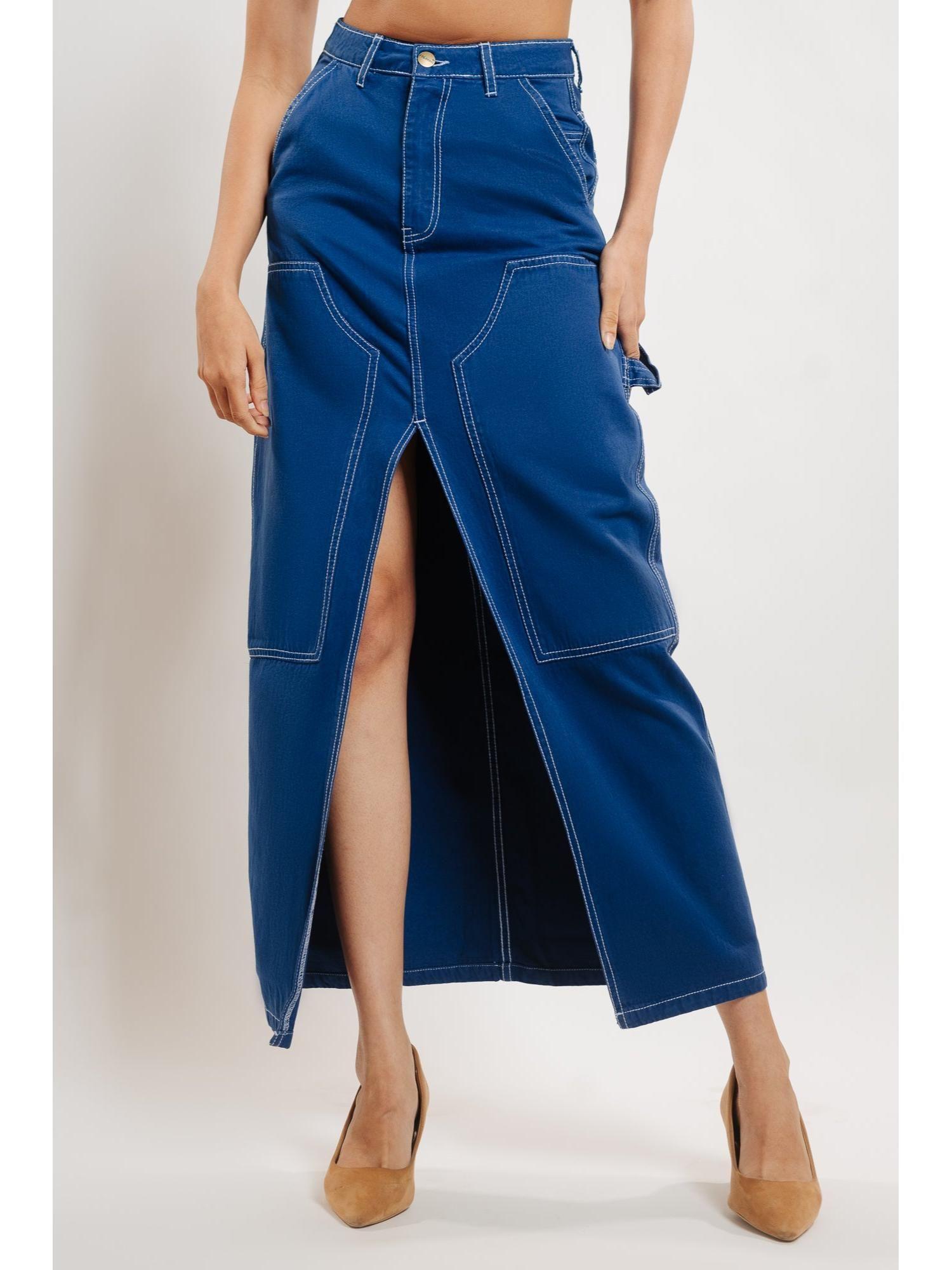 marine front slit skirt