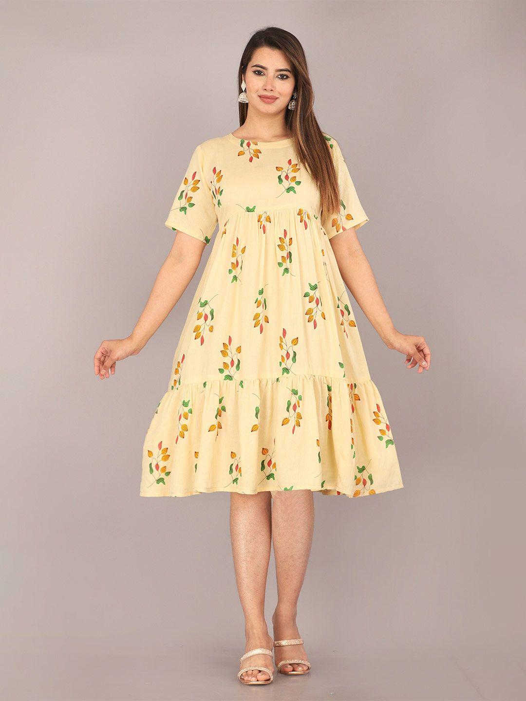 marisy floral print flared sleeve a-line dress