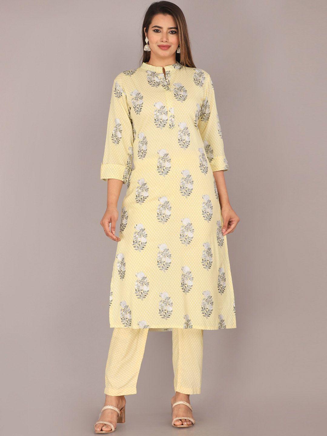 marisy women floral printed regular kurta with trousers