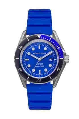 maritime 42 mm blue dial silicone analogue wrist watch for men - mk9156i